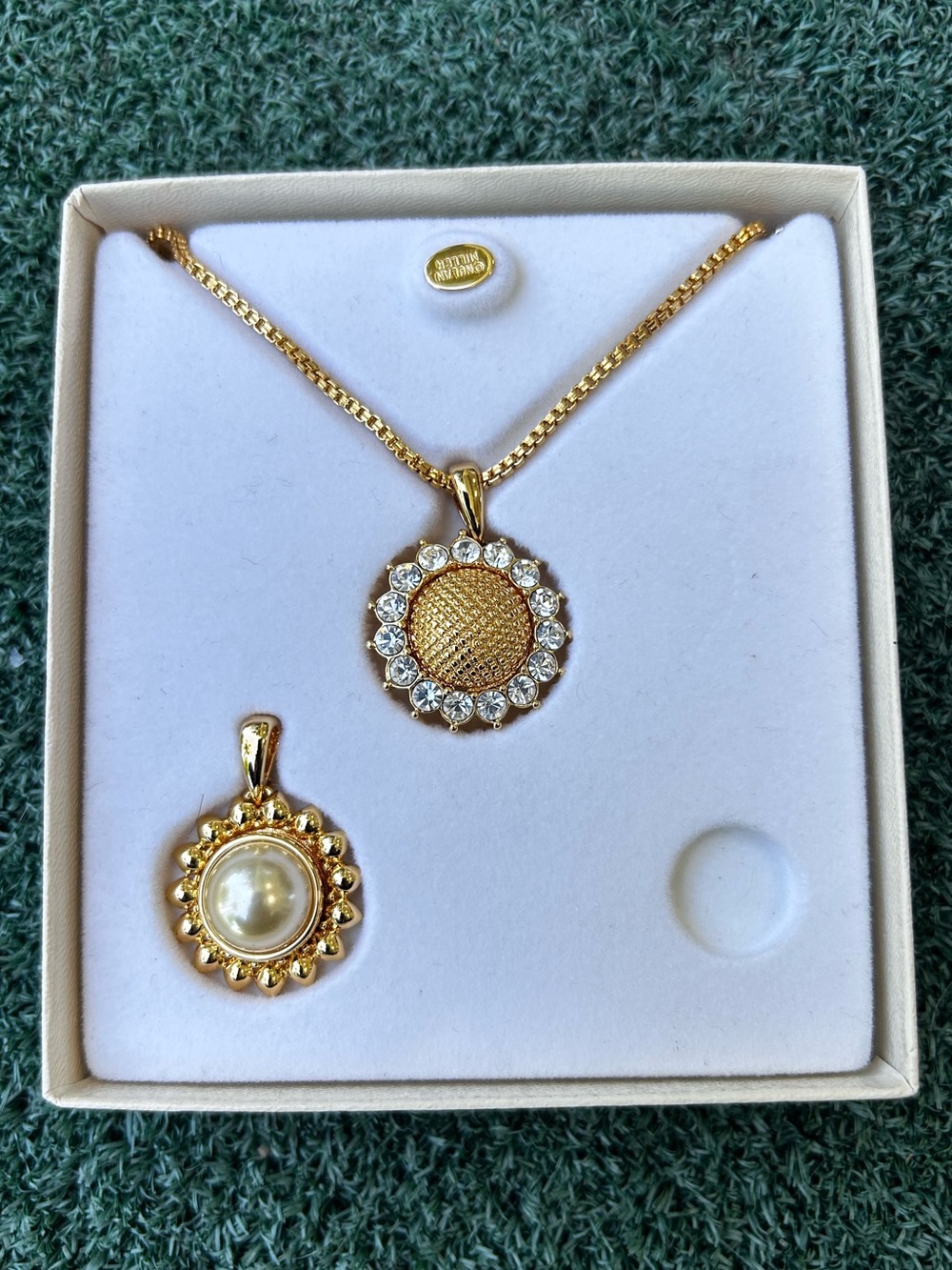 Nolan Miller Vintage Interchangeable Sunflower Pendant Set Necklace Gold